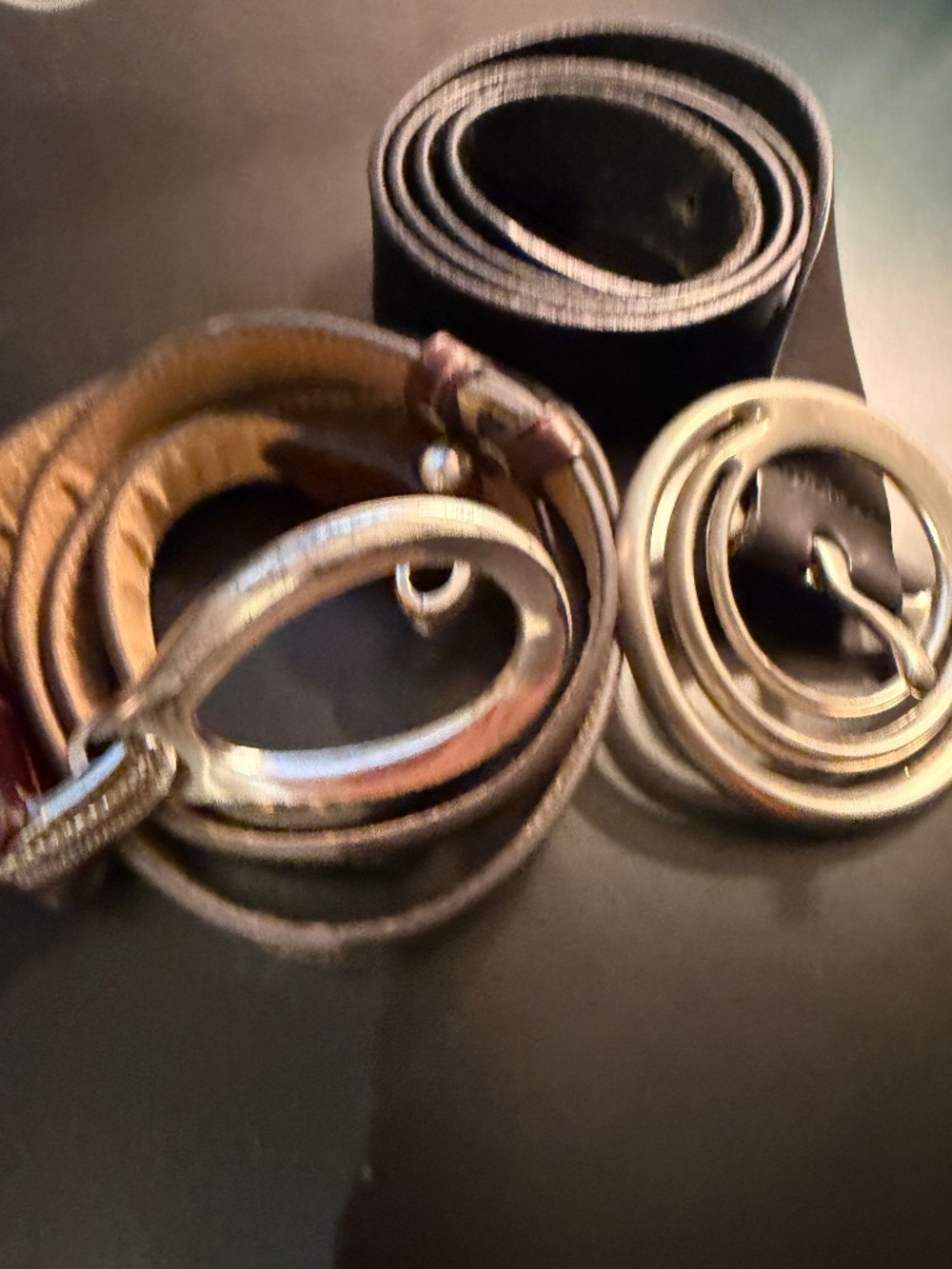 Set of Two Leather Belts Black Silpada XL and Brown Amiee Lynn Adjustable
